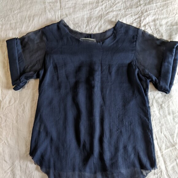 Jasmin Shokrian Sheer Blue Feather-light Top (Size S) - Picture 4 of 4